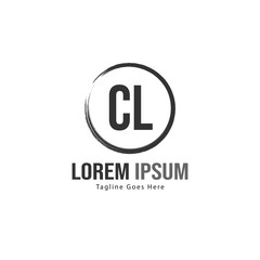 Initial CL logo template with modern frame. Minimalist CL letter logo vector illustration