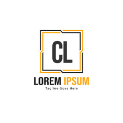 Initial CL logo template with modern frame. Minimalist CL letter logo vector illustration
