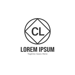 Initial CL logo template with modern frame. Minimalist CL letter logo vector illustration