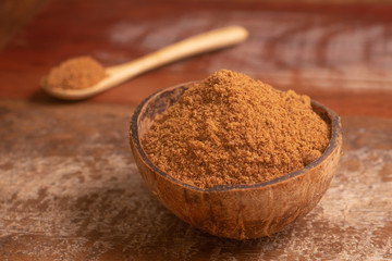 Coconut sugar in a bowl