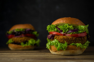 Healthy vegan burgers with vegetables