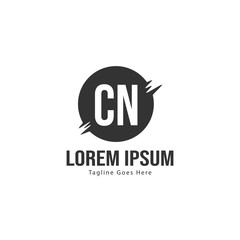 Initial CN logo template with modern frame. Minimalist CN letter logo vector illustration