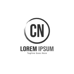 Initial CN logo template with modern frame. Minimalist CN letter logo vector illustration