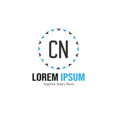 Initial CN logo template with modern frame. Minimalist CN letter logo vector illustration