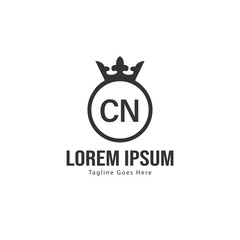 Initial CN logo template with modern frame. Minimalist CN letter logo vector illustration