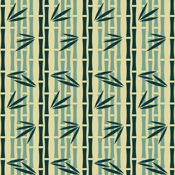 Abstract pattern of green bamboo stalks. Seamless vector illustration © lenalanette
