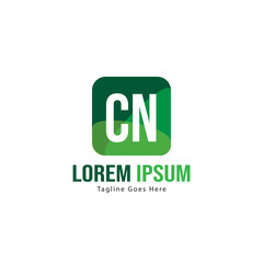 Initial CN logo template with modern frame. Minimalist CN letter logo vector illustration