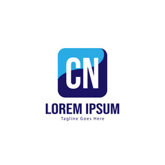 Initial CN logo template with modern frame. Minimalist CN letter logo vector illustration