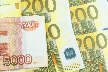 euro,ruble banknotes