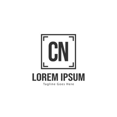 Initial CN logo template with modern frame. Minimalist CN letter logo vector illustration