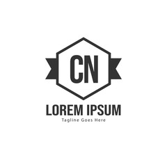 Initial CN logo template with modern frame. Minimalist CN letter logo vector illustration