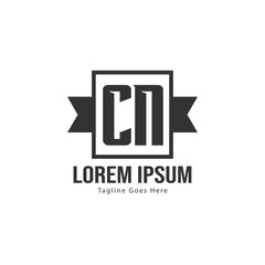 Initial CN logo template with modern frame. Minimalist CN letter logo vector illustration