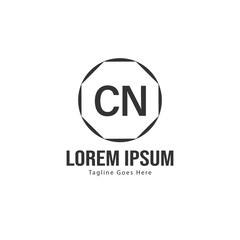 Initial CN logo template with modern frame. Minimalist CN letter logo vector illustration