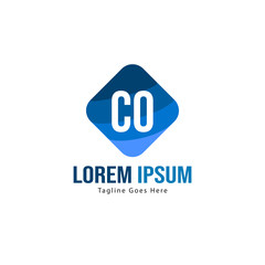 Initial CO logo template with modern frame. Minimalist CO letter logo vector illustration