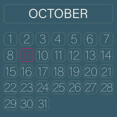 Green Calendar Page October 9