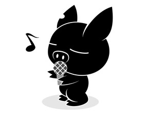 Illustrations of pig action logo on white background, Animals vector of isolated a cute pig icon