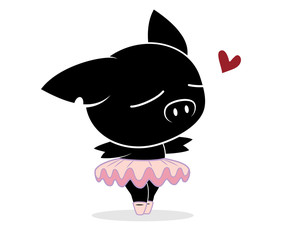 Illustrations of pig action logo on white background, Animals vector of isolated a cute pig icon