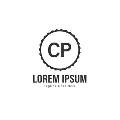Initial CP logo template with modern frame. Minimalist CP letter logo vector illustration