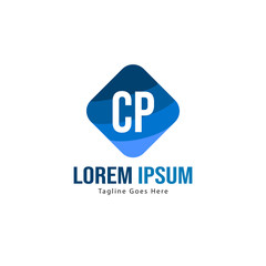 Initial CP logo template with modern frame. Minimalist CP letter logo vector illustration