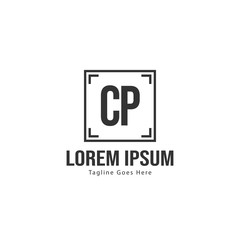 Initial CP logo template with modern frame. Minimalist CP letter logo vector illustration