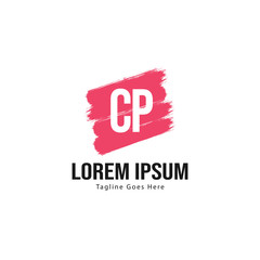 Initial CP logo template with modern frame. Minimalist CP letter logo vector illustration