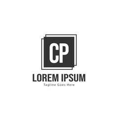 Initial CP logo template with modern frame. Minimalist CP letter logo vector illustration