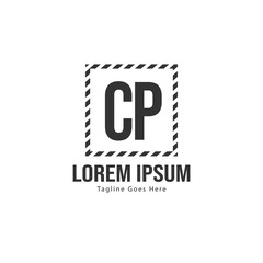 Initial CP logo template with modern frame. Minimalist CP letter logo vector illustration