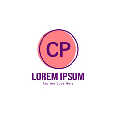 Initial CP logo template with modern frame. Minimalist CP letter logo vector illustration