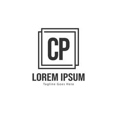 Initial CP logo template with modern frame. Minimalist CP letter logo vector illustration