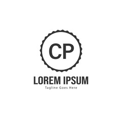 Initial CP logo template with modern frame. Minimalist CP letter logo vector illustration