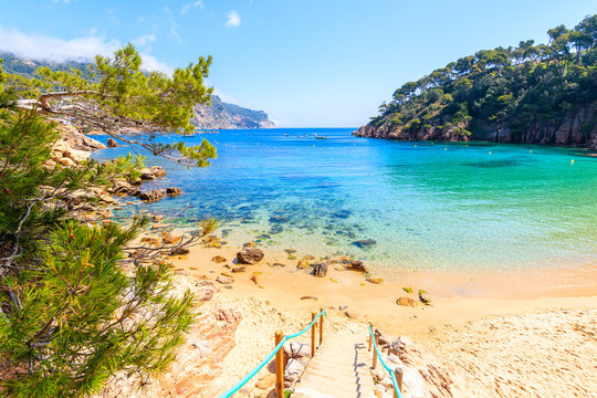 Steps to idyllic beach Aiguablava of near Fornells village, Costa Brava, Spain