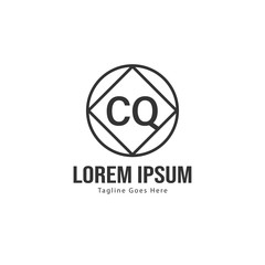 Initial CQ logo template with modern frame. Minimalist CQ letter logo vector illustration
