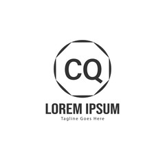 Initial CQ logo template with modern frame. Minimalist CQ letter logo vector illustration