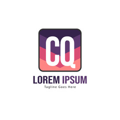 Initial CQ logo template with modern frame. Minimalist CQ letter logo vector illustration