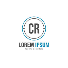Initial CR logo template with modern frame. Minimalist CR letter logo vector illustration