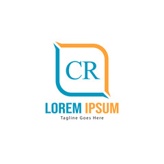 Initial CR logo template with modern frame. Minimalist CR letter logo vector illustration