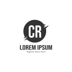 Initial CR logo template with modern frame. Minimalist CR letter logo vector illustration