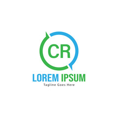 Initial CR logo template with modern frame. Minimalist CR letter logo vector illustration