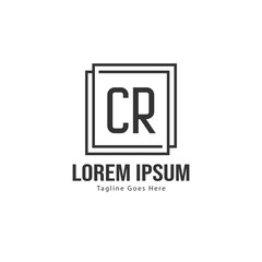 Initial CR logo template with modern frame. Minimalist CR letter logo vector illustration