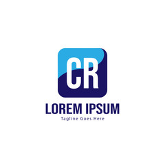 Initial CR logo template with modern frame. Minimalist CR letter logo vector illustration