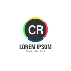 Initial CR logo template with modern frame. Minimalist CR letter logo vector illustration