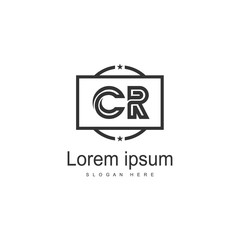 Initial CR logo template with modern frame. Minimalist CR letter logo vector illustration