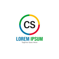 Initial CS logo template with modern frame. Minimalist CS letter logo vector illustration