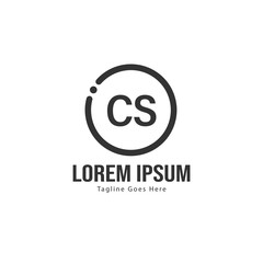 Initial CS logo template with modern frame. Minimalist CS letter logo vector illustration