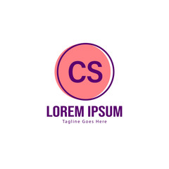 Initial CS logo template with modern frame. Minimalist CS letter logo vector illustration
