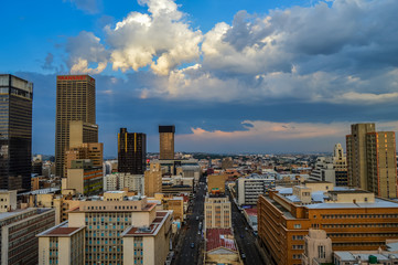 Johannesburg city skyline and hisgh rise towers and buildings