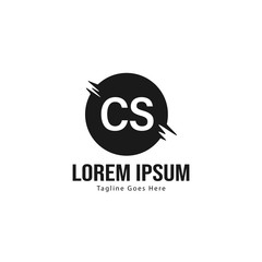 Initial CS logo template with modern frame. Minimalist CS letter logo vector illustration