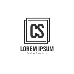 Initial CS logo template with modern frame. Minimalist CS letter logo vector illustration