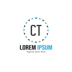 Initial CT logo template with modern frame. Minimalist CT letter logo vector illustration