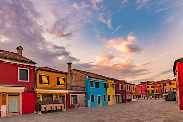 The colourful Burano in Italy at dawn